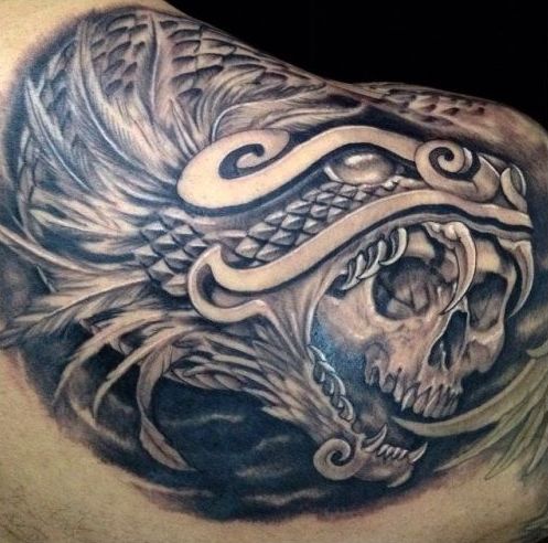 Los mejores Tatuajes de Quetzalcoatl (Serpiente emplumada) 20