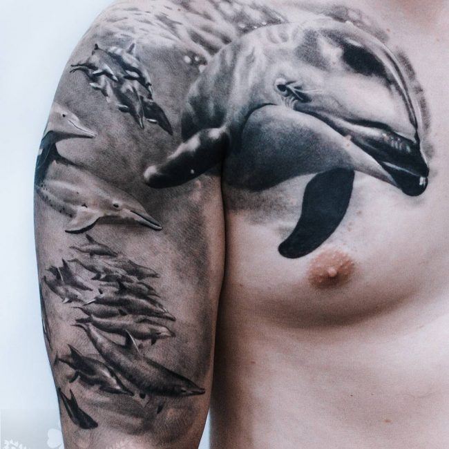 72 Ideas con Tatuajes de Delfines (+Significados) 44