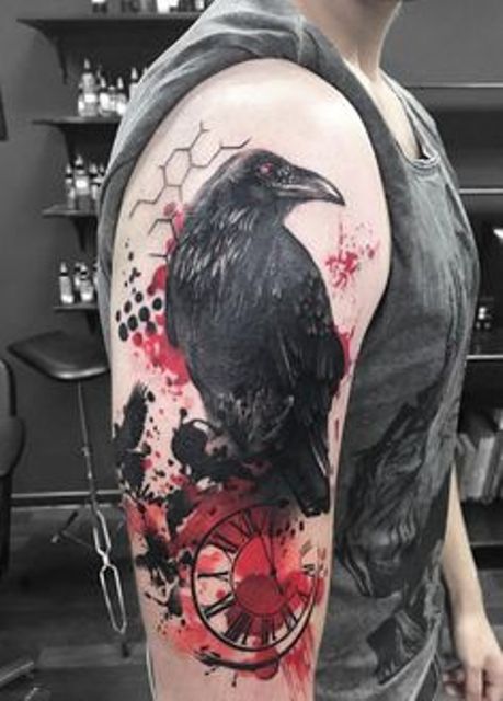 69 Ideas para Tatuajes de Cuervos (+ Significados) 1