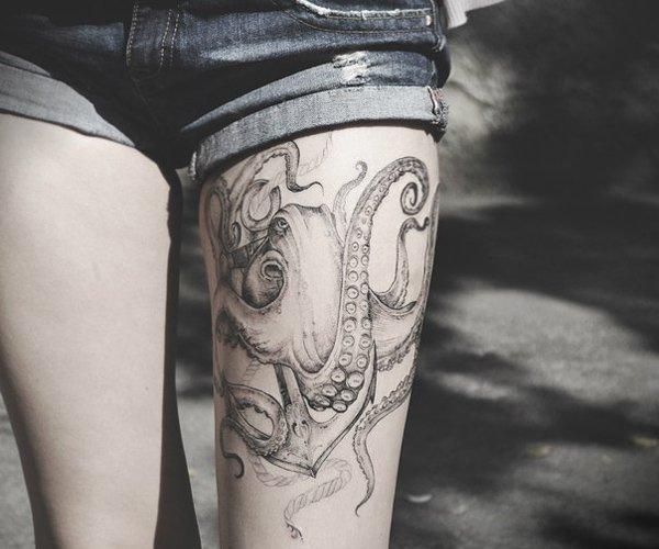 96 Ideas para Tatuajes de Pulpos (Kraken) con Significados 38