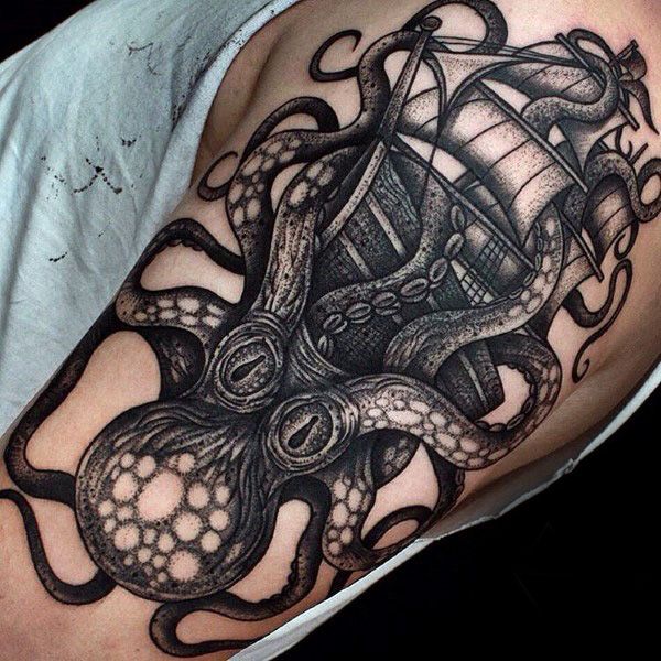 96 Ideas para Tatuajes de Pulpos (Kraken) con Significados 11