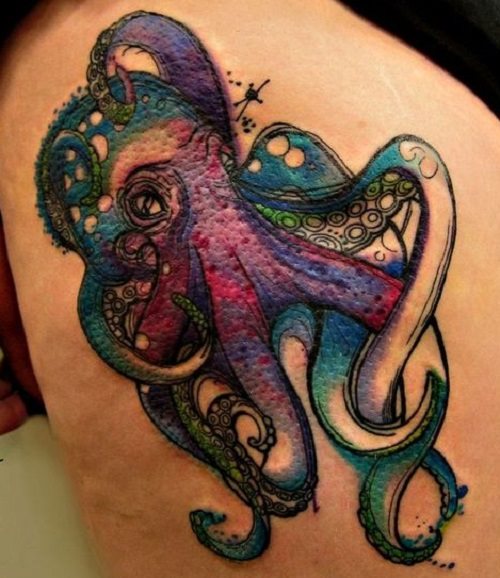 96 Ideas para Tatuajes de Pulpos (Kraken) con Significados 25