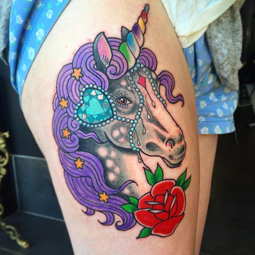 62 Ideas para Tatuajes de Unicornios (+Significados) 23