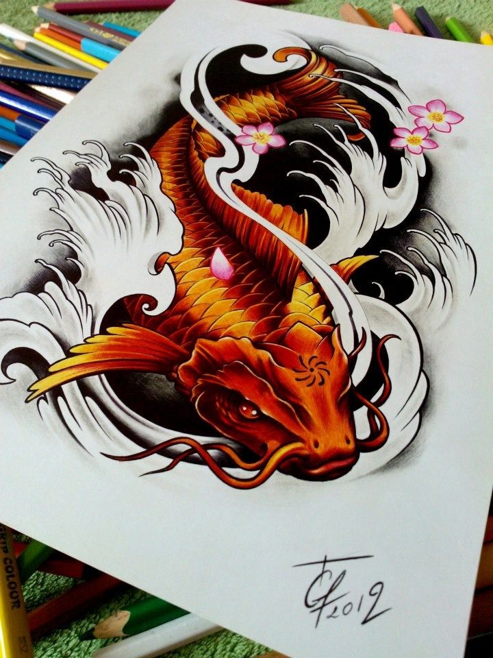 64 Ideas de Tatuajes de Pez Koi (+ Significados) 74