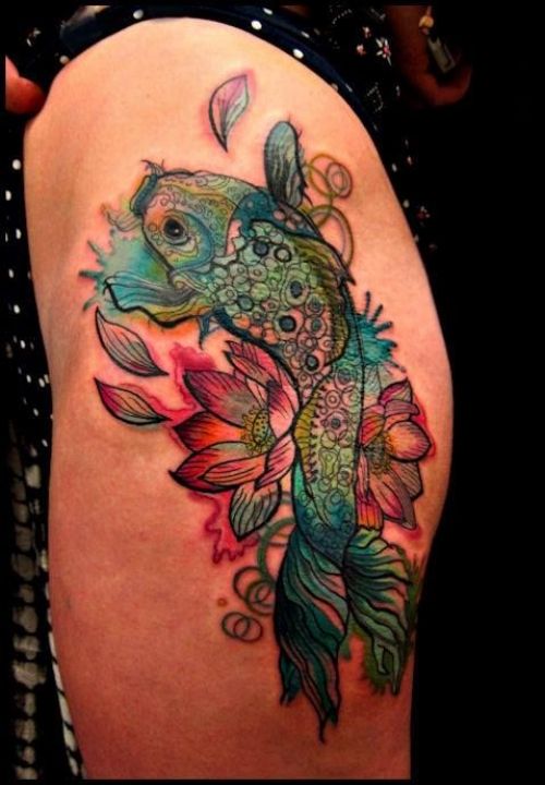 64 Ideas de Tatuajes de Pez Koi (+ Significados) 2