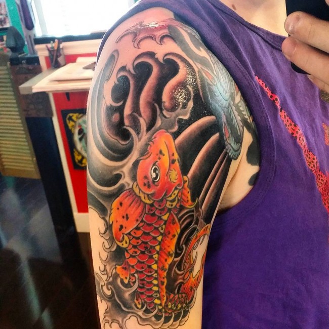 64 Ideas de Tatuajes de Pez Koi (+ Significados) 18