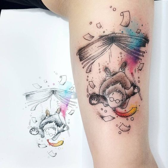 9 3/4 Ideas para Tatuajes de Harry Potter que todos los fans quieren 44