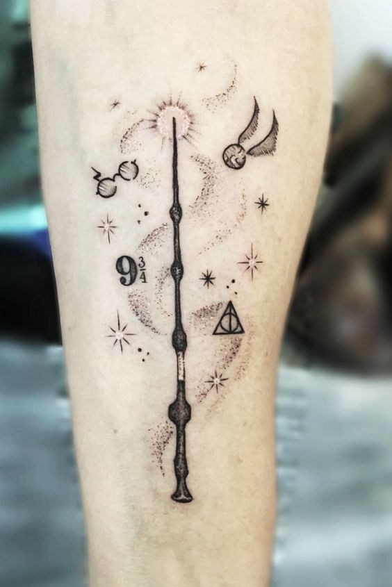 9 3/4 Ideas para Tatuajes de Harry Potter que todos los fans quieren 21