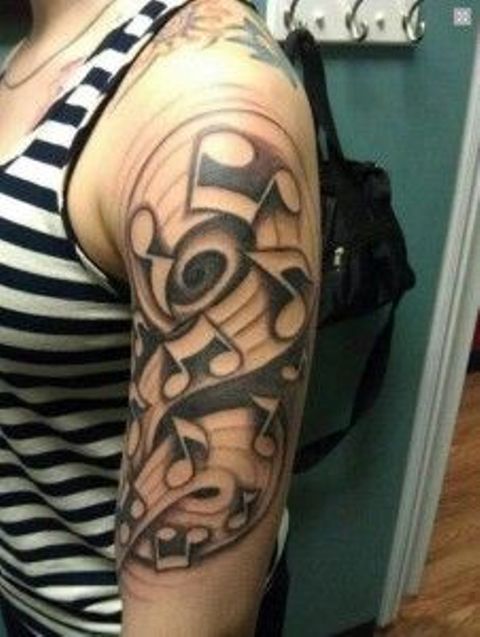 Tatuajes de Notas Musicales e Instrumentos 37 Tatuajes de Notas Musicales e Instrumentos 37