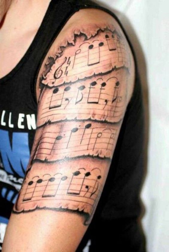 Tatuajes de Notas Musicales e Instrumentos 38 Tatuajes de Notas Musicales e Instrumentos 38