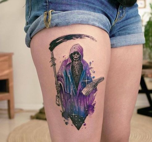 45 Mejores Tatuajes de la Santa Muerte con Significados 31 45 Mejores Tatuajes de la Santa Muerte con Significados 31