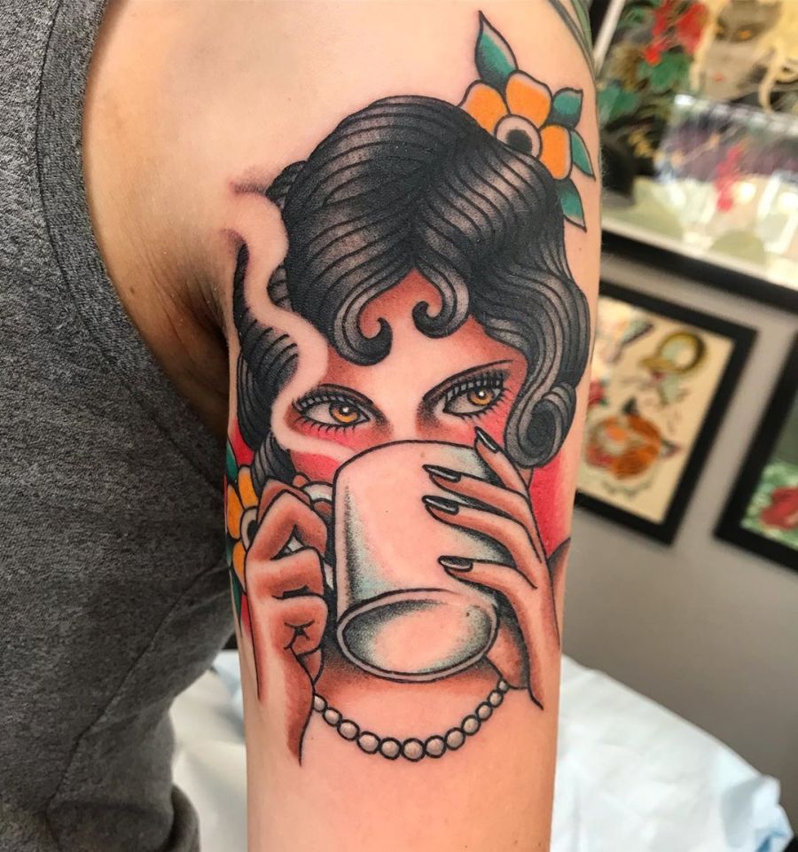 53 Diseños para Tatuajes de Café y Tazas de Café 24