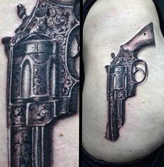 Ideas de Tatuajes de Pistolas: Símbolos de Poder 43 Ideas de Tatuajes de Pistolas: Símbolos de Poder 43