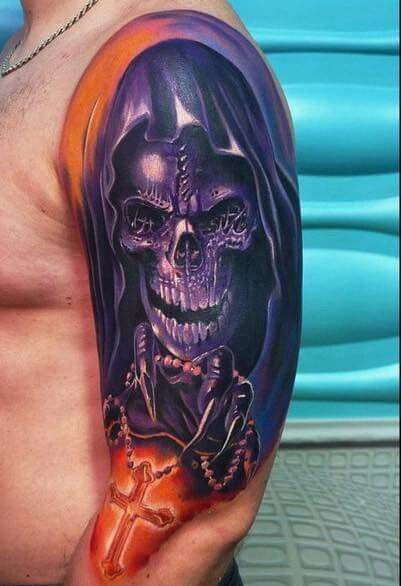 45 Mejores Tatuajes de la Santa Muerte con Significados 34