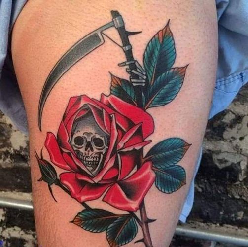 45 Mejores Tatuajes de la Santa Muerte con Significados 23