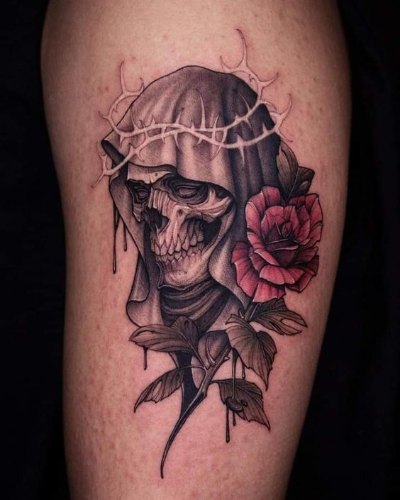 45 Mejores Tatuajes de la Santa Muerte con Significados 27